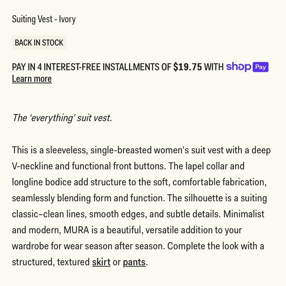 MESHKI Mura Suiting Vest - Ivory - Picture 7 of 7